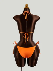 SHEIN Swim [印花設計] 2026 女款辣妹海星圖案拼接印花性感綁帶比基尼套裝，趣味海星印花套裝，適合春夏海邊度假 - 彩色 - 查看 6