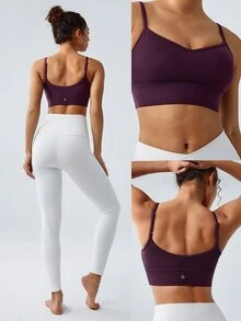 GLOWMODE Featherfit™ Heart-Shaped U Back Adjustable To The Studio Sports Bra Low Impact Yoga Pilates Studio Spring Summer - Bold Plum - View 7