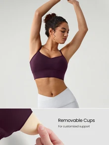 GLOWMODE Featherfit™ Heart-Shaped U Back Adjustable To The Studio Sports Bra Low Impact Yoga Pilates Studio Spring Summer - Bold Plum - View 4