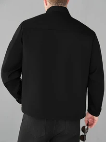 SLATEMANN Men's Casual Fashion Versatile Long Sleeve Cropped Jacket, Techwear Y2k Cropped Zip Up Race Track Windbreaker Jacket , Fall, Grunge - Black - View 5