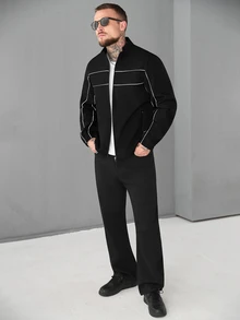 SLATEMANN Men's Casual Fashion Versatile Long Sleeve Cropped Jacket, Techwear Y2k Cropped Zip Up Race Track Windbreaker Jacket , Fall, Grunge - Black - View 6