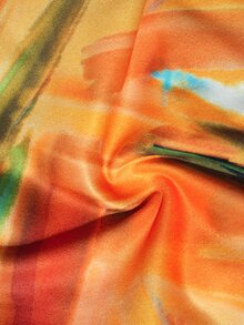 Slaydiva Mono estampado con cinturón y escote asimétrico, primavera verano - Naranja - Ver 8