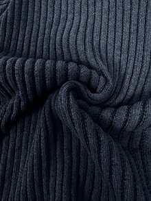 Vionelle Plus Size Women's Fashion Ribbed Perforated Rolled Hem Navy Blue 3/4 Sleeve Straight Leg Pullover Sweater Casual Top Suitable For Spring Summer Autumn - Navy Blue - View 7