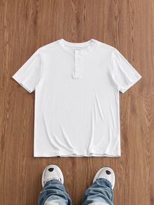 ESTAVOR Men's Summer Casual Loose Fit Short Sleeve White Standard Size Contrast Color T-Shirt With Heat Transfer Print - White - View 3