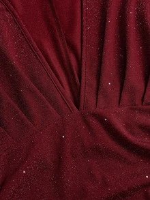 StreetHx Y2K Sexy Elegant Party Commute Textured Fabric Glitter Dress - Burgundy - View 6