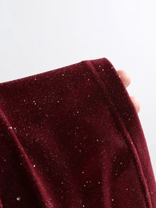 StreetHx Y2K Sexy Elegant Party Commute Textured Fabric Glitter Dress - Burgundy - View 5