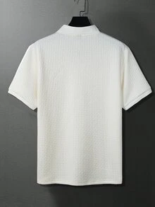 Manfinity CasualCool 男士短袖纹理面料Polo衫，适合居家、外出、聚会和度假穿着。 - 米色 - 查看 5