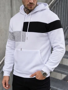 Manfinity CasualCool هودي رياضي عصري للرجال - أبيض - مشاهدة 4