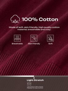 Calmiston Men's Solid Color Cotton Minimalist Versatile Long Sleeve Sweater For Daily Wear Christmas - Burgundy - View 2