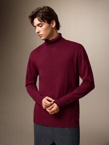 Calmiston Men's Solid Color Cotton Minimalist Versatile Long Sleeve Sweater For Daily Wear Christmas - Burgundy - View 6