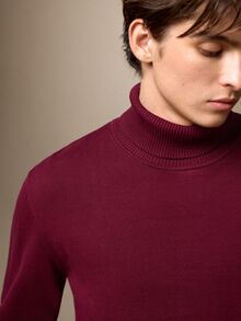 Calmiston Men's Solid Color Cotton Minimalist Versatile Long Sleeve Sweater For Daily Wear Christmas - Burgundy - View 8