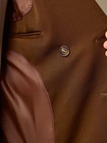 Calmiston Men's Solid Color Long Sleeve Jacket And Pants Casual Suit Set Men's Italian-Tailored Relaxed Suit Set – Smart Casual, Business Commuting, Old Money & - Rust Brown - View 3