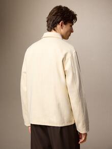 Calmiston Men's Solid Color Long Sleeve Zip-Up Casual Jacket - Apricot - View 11