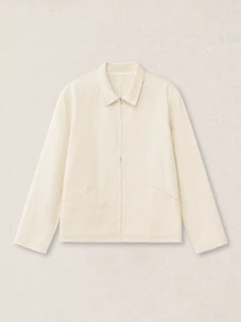 Calmiston Men's Solid Color Long Sleeve Zip-Up Casual Jacket - Apricot - View 3