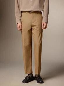 Calmiston Men's Solid Color Casual Versatile Commute Travel Suit Pants With Pockets Business Office Men's Old Money Style Formal,Suit Pants Brown - Khaki - View 10