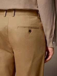 Calmiston Men's Solid Color Casual Versatile Commute Travel Suit Pants With Pockets Business Office Men's Old Money Style Formal,Suit Pants Brown - Khaki - View 4