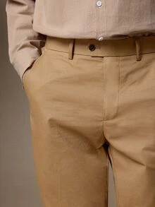 Calmiston Men's Solid Color Casual Versatile Commute Travel Suit Pants With Pockets Business Office Men's Old Money Style Formal,Suit Pants Brown - Khaki - View 5