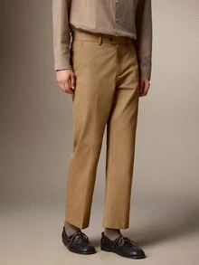 Calmiston Men's Solid Color Casual Versatile Commute Travel Suit Pants With Pockets Business Office Men's Old Money Style Formal,Suit Pants Brown - Khaki - View 6