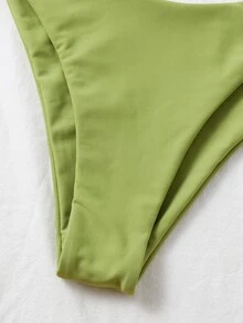 Swim Basics Bikini de unicolor con escote halter cruzado, con soporte, para el verano - Verde - Ver 5