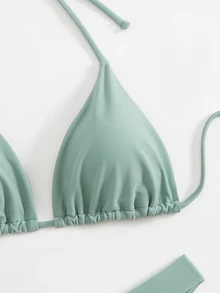 Swim Basics Women Simple Fashion Casual Everyday Swimwear Set For Summer Beach Vacation - Green - View 4