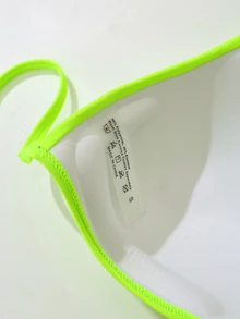 Swim Basics 女士荧光绿色绑颈比基尼套装，配有分体式底部，适用于夏季海滩度假，带硬杯。 - 綠色 - 查看 4