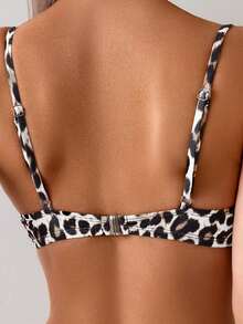 Swim Basics Women's Sexy Spaghetti Strap Leopard Print Push-Up Bikini Set - White - View 5