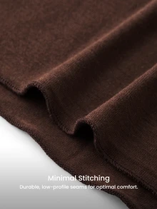 LUVLETTE Plus Size  Soft Women's Basic Brown Crew Neck Long-Sleeve Base Layer Top Max Stretch Thermal-Balance Base Layer Long-Sleeve Top Lingerie As Outerwear - Coffee Brown - View 12