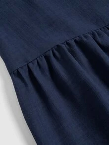 Elenzga French Style Draped Wide Leg Pants, Slimming Textured Navy Blue Elegant Commute Casual Women's Long Pants - Navy Blue - View 5