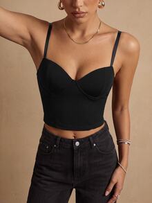 Silquee Women's Versatile Street Sexy Camisole Top, Fashionable Hot Girl Style - Black - View 2