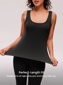 LUVLETTE Women's Thermal  Ultra-Soft Base  Layer Vest Cold Weather Warm Winter Reversible Round-Neck And U-Neck Innerwear Vest  Black  Lightweight And Warm  - Black - View 6