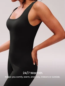 LUVLETTE Women's Thermal  Ultra-Soft Base  Layer Vest Cold Weather Warm Winter Reversible Round-Neck And U-Neck Innerwear Vest  Black  Lightweight And Warm  - Black - View 8