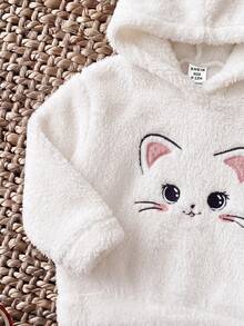SHEIN Setelan Baju Hoodie dan Celana Panjang Bergaris Motif Kartun Lucu untuk Bayi Perempuan - Putih - View 8