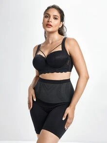 MIMILEMON Plus Size Comfortable Lace Underwire Bra - Wide Straps, Lift, Side Support, Full Coverage Design - Black - View 4