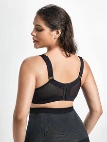 MIMILEMON Plus Size Comfortable Lace Underwire Bra - Wide Straps, Lift, Side Support, Full Coverage Design - Black - View 2