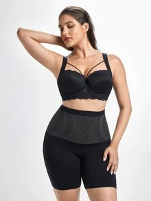 MIMILEMON Plus Size Comfortable Lace Underwire Bra - Wide Straps, Lift, Side Support, Full Coverage Design - Black - View 3