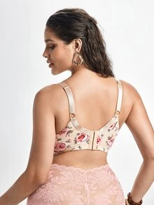 Slumbrini Sujetador deportivo minimalista y cómodo con parches de malla sexy para mujer de talla grande - Albaricoque - Ver 2