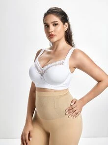Slumbrini Plus Size Seamless Smooth White Bra For Women, With Underwire, Wide Straps, Comfortable Shaping Lift Bra - White - View 7