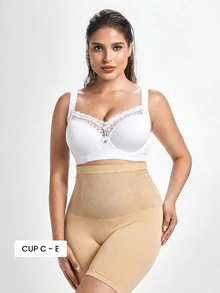 Slumbrini Plus Size Seamless Smooth White Bra For Women, With Underwire, Wide Straps, Comfortable Shaping Lift Bra - White - View 2