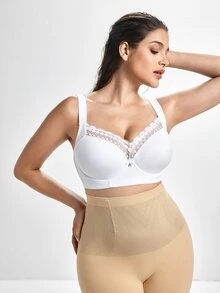 Slumbrini Plus Size Seamless Smooth White Bra For Women, With Underwire, Wide Straps, Comfortable Shaping Lift Bra - White - View 6