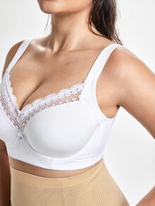 Slumbrini Plus Size Seamless Smooth White Bra For Women, With Underwire, Wide Straps, Comfortable Shaping Lift Bra - White - View 10