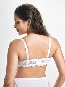 Slumbrini Bra Tanpa Tali Renda Putih Ukuran Besar untuk Wanita - Tali yang Dapat Dilepas, Nyaman Dipakai Sepanjang Hari - Putih - View 2