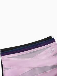 Slumbrini 4pcs Plus Size Women Soft Triangle Panties With Criss Cross Net Mesh Insert - Multicolor - View 13
