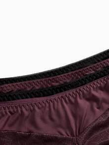 Slumbrini 4pcs/Pack Plus Size Women Lace Trim Mesh Splice Soft Comfortable Sexy Thong Panties - Multicolor - View 11