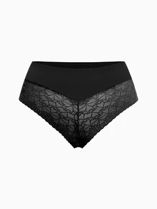 Slumbrini 4pcs/Pack Plus Size Women Lace Trim Mesh Splice Soft Comfortable Sexy Thong Panties - Multicolor - View 14