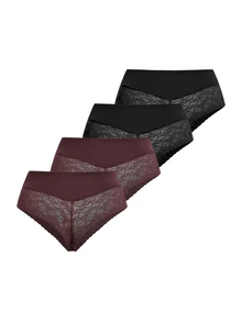 Slumbrini 4pcs/Pack Plus Size Women Lace Trim Mesh Splice Soft Comfortable Sexy Thong Panties - Multicolor - View 4