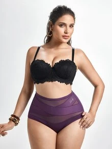 Slumbrini Plus Size Women's Black Lace Strapless Bra - Detachable Straps, Comfortable All Day Wear - Black - View 3