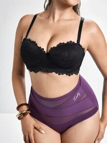 Slumbrini Plus Size Women's Black Lace Strapless Bra - Detachable Straps, Comfortable All Day Wear - Black - View 7