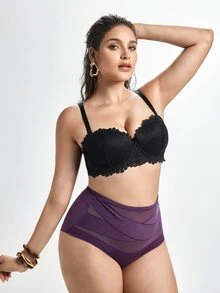 Slumbrini Plus Size Women's Black Lace Strapless Bra - Detachable Straps, Comfortable All Day Wear - Black - View 5