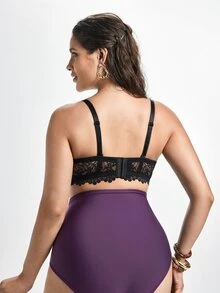 Slumbrini Plus Size Women's Black Lace Strapless Bra - Detachable Straps, Comfortable All Day Wear - Black - View 2