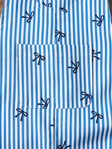 SHEIN Playful Pals BABY GIRLS Cute Vertical Stripe All Over Bow Print Front Pocket Casual Overalls Jumpsuit Single Piece - Blue - View 5